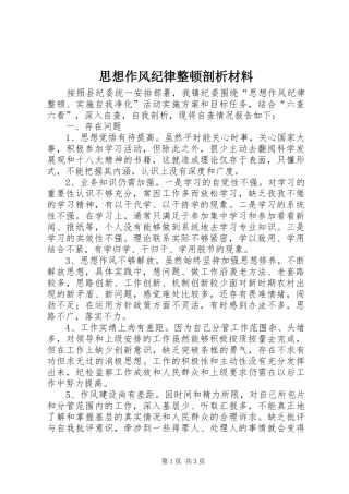 2024年思想作风纪律整顿剖析材料