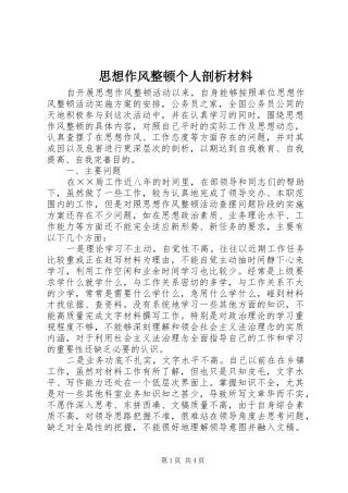 2024年思想作风整顿个人剖析材料