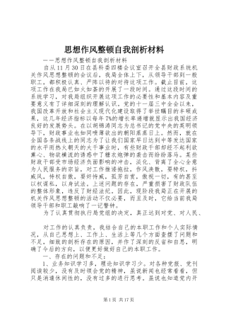 2024年思想作风整顿自我剖析材料