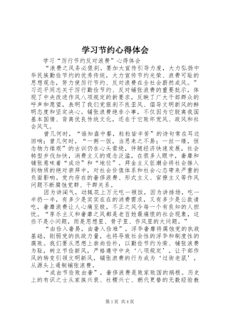 2024年学习节约心得体会