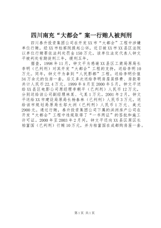 2024年四川南充大都会案一行贿人被判刑
