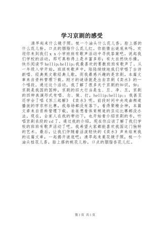 2024年学习京剧的感受