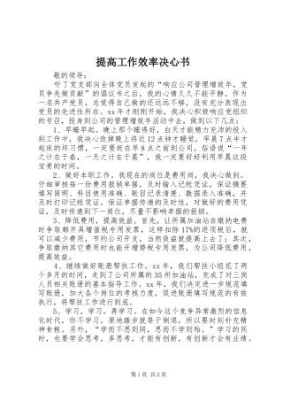 2024年提高工作效率决心书