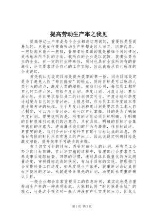 2024年提高劳动生产率之我见