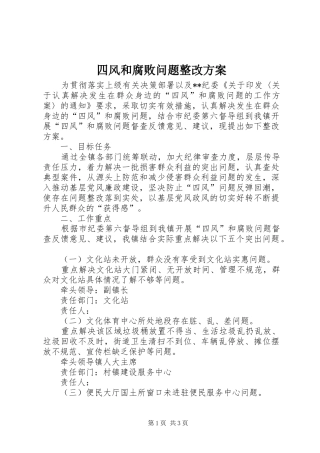 2024年四风和腐败问题整改方案