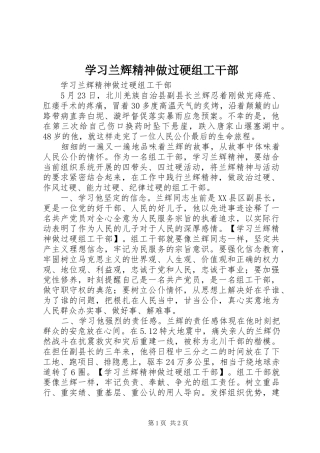 2024年学习兰辉精神做过硬组工干部