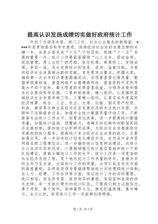 2024年提高认识发扬成绩切实做好政府统计工作