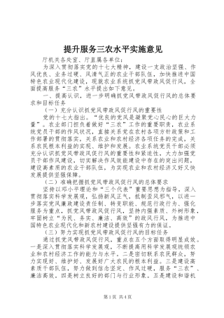 2024年提升服务三农水平实施意见