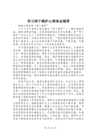 2024年学习两个维护心得体会烟草