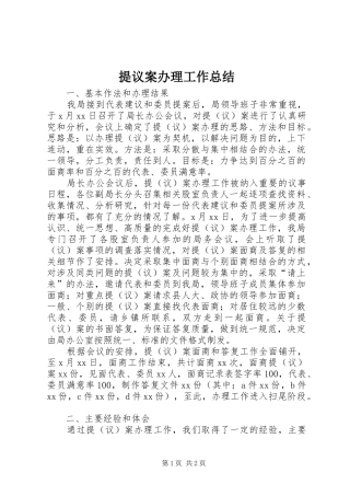 2024年提议案办理工作总结