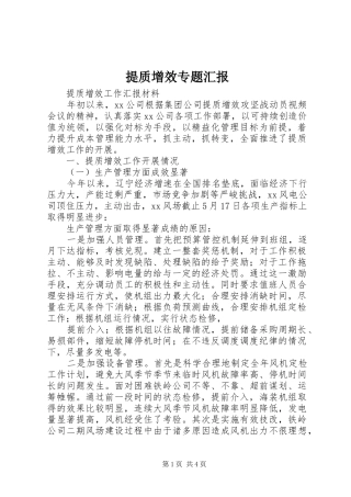 2024年提质增效专题汇报