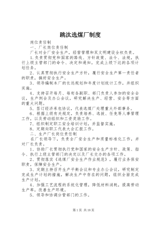 2024年跳汰选煤厂制度