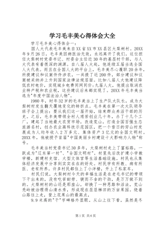 2024年学习毛丰美心得体会大全