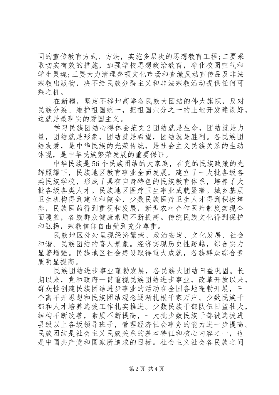 2024年学习民族团结心得体会_第2页