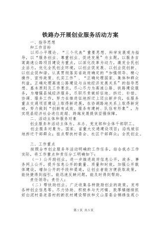 2024年铁路办开展创业服务活动方案