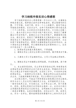 2024年学习纳税申报实训心得感想