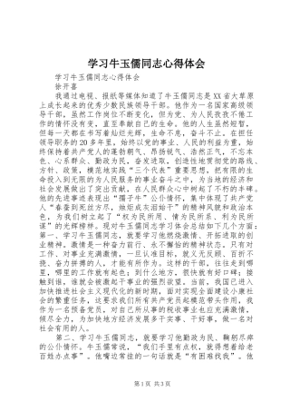 2024年学习牛玉儒同志心得体会