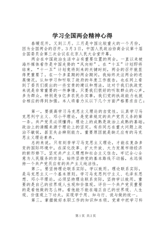 2024年学习全国两会精神心得