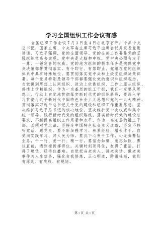 2024年学习全国组织工作会议有感