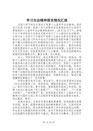 2024年学习全会精神落实情况汇报