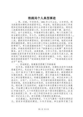 2024年铁路局个人典型事迹
