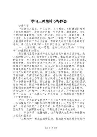 2024年学习三种精神心得体会