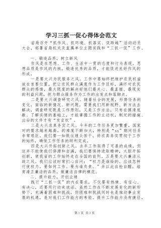 2024年学习三抓一促心得体会范文