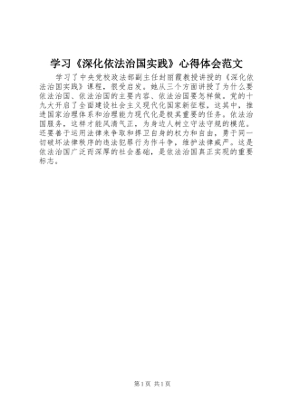 2024年学习深化依法治国实践心得体会范文