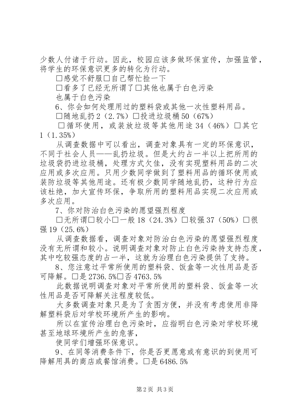 2024年汀罗镇白色污染调查问卷_第2页