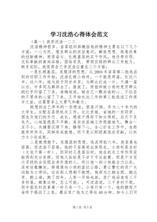 2024年学习沈浩心得体会范文