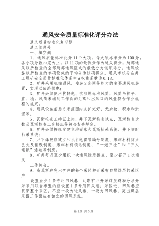 2024年通风安全质量标准化评分办法