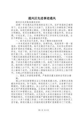 2024年通风区先进事迹通风