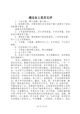 2024年通过会上党员互评
