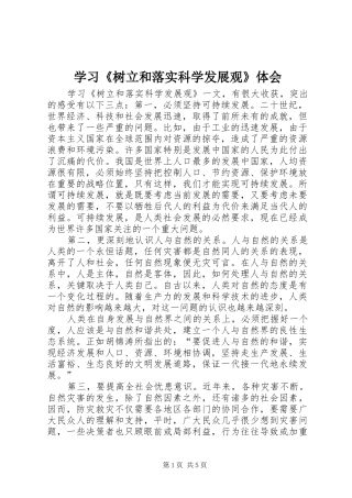 2024年学习树立和落实科学发展观体会