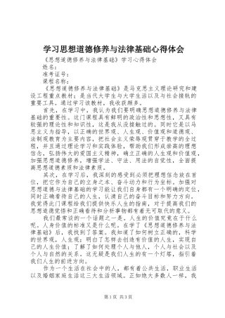 2024年学习思想道德修养与法律基础心得体会