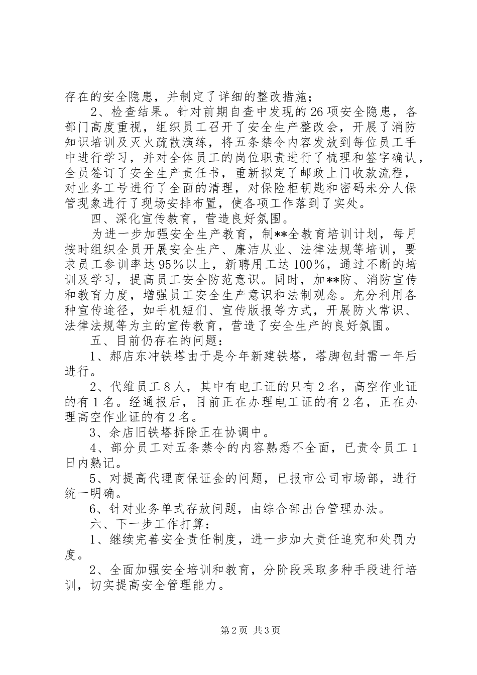 2024年通讯分公司安全生产检查月活动总结汇报_第2页