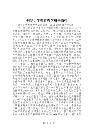 2024年铜罗小学教育教学成果简报