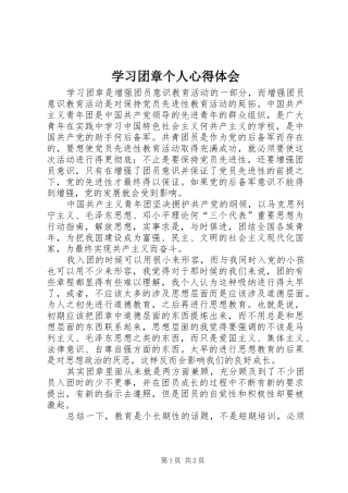 2024年学习团章个人心得体会