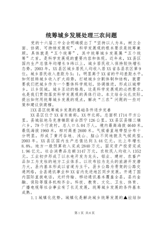 2024年统筹城乡发展处理三农问题