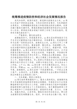 2024年统筹推进疫情防控和经济社会发展情况报告