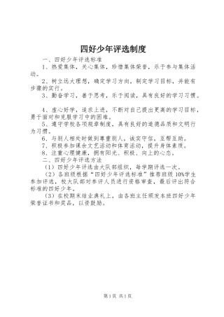 2024年四好少年评选制度