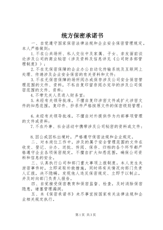 2024年统方保密承诺书