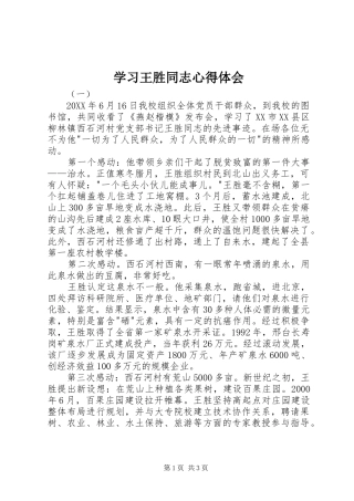 2024年学习王胜同志心得体会