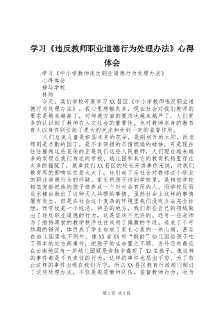 2024年学习违反教师职业道德行为处理办法心得体会