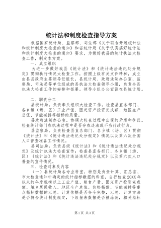 2024年统计法和制度检查指导方案