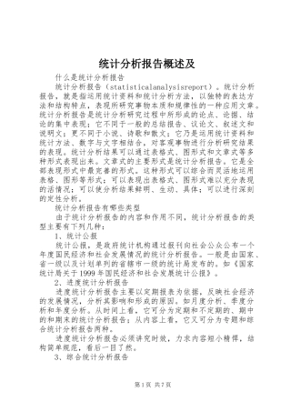 2024年统计分析报告概述及