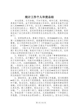2024年统计工作个人年度总结