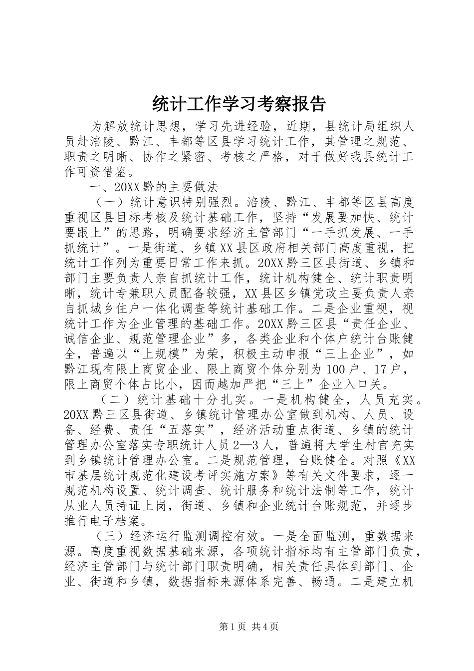 2024年统计工作学习考察报告_第1页
