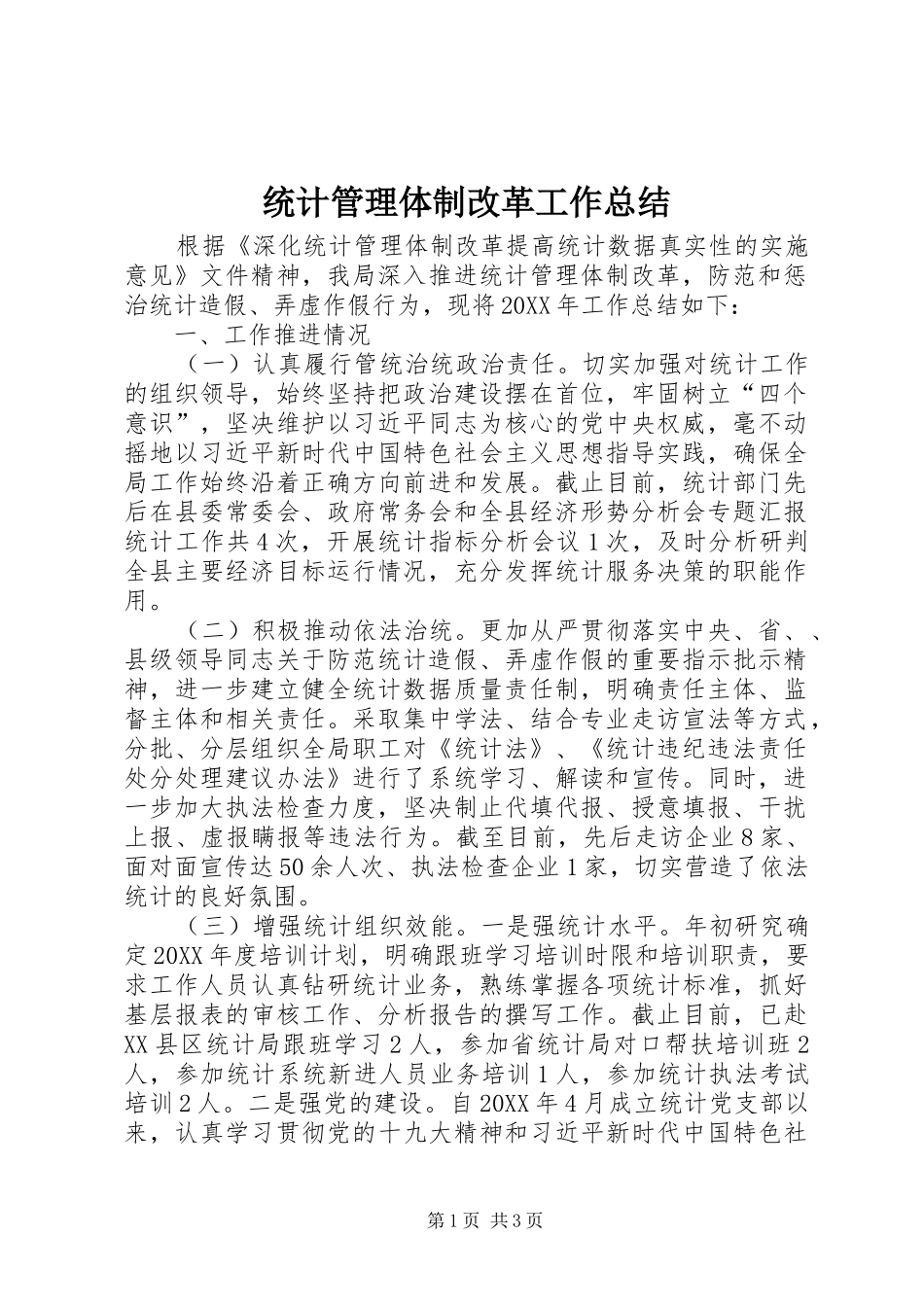 2024年统计管理体制改革工作总结_第1页