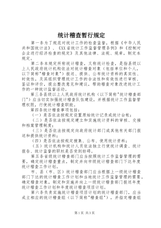 2024年统计稽查暂行规定
